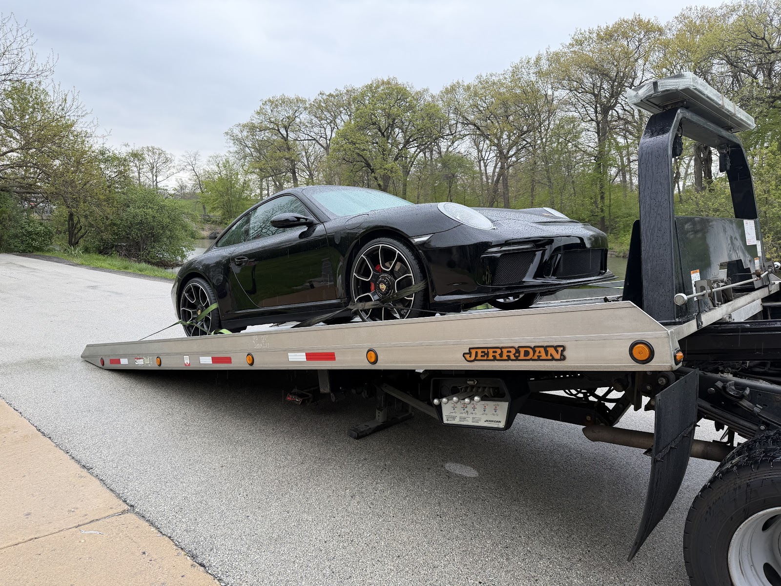 Sports car on a flatbed